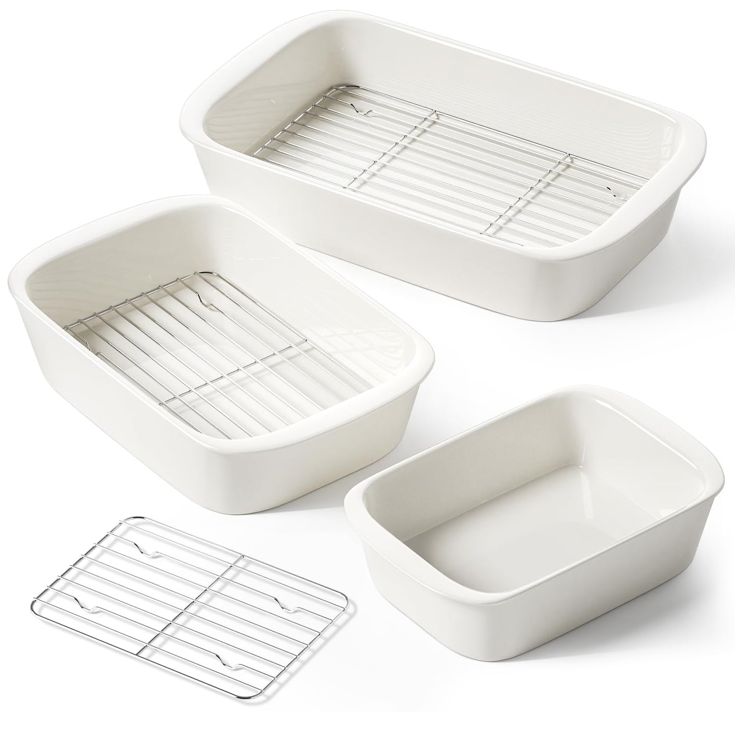 Ceramic Deep Casserole Baking Dish Set with Handles