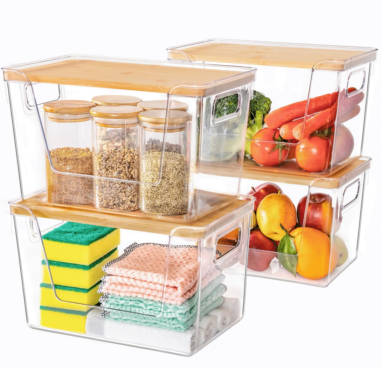 Criusia Pantry Organizers and Storage with Bamboo Lids