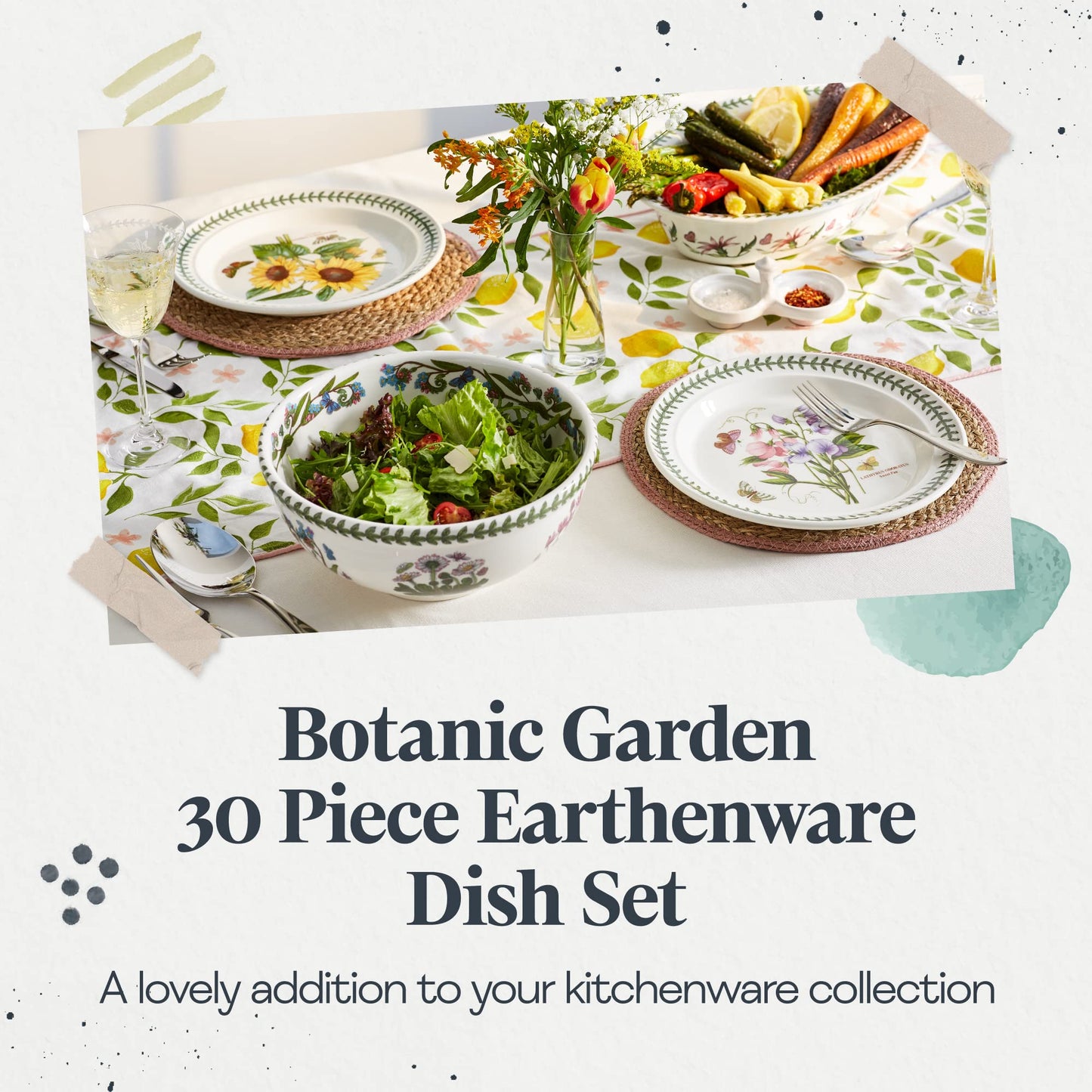 Portmeirion Botanic Garden Dinnerware Set, Set of 30