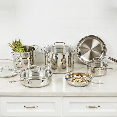 11-Piece Stainless Steel Cookware Set with Lids