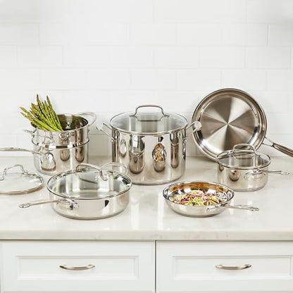 11-Piece Stainless Steel Cookware Set with Lids