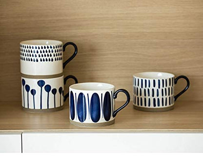 Set of 4 Ceramic Coffee Mugs with Handles