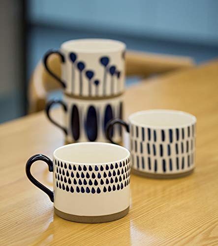 Set of 4 Ceramic Coffee Mugs with Handles