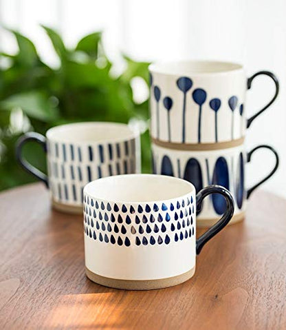 Set of 4 Ceramic Coffee Mugs with Handles