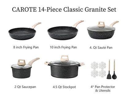 CAROTE Nonstick Pots and Pans Cookware Set Nonstick
