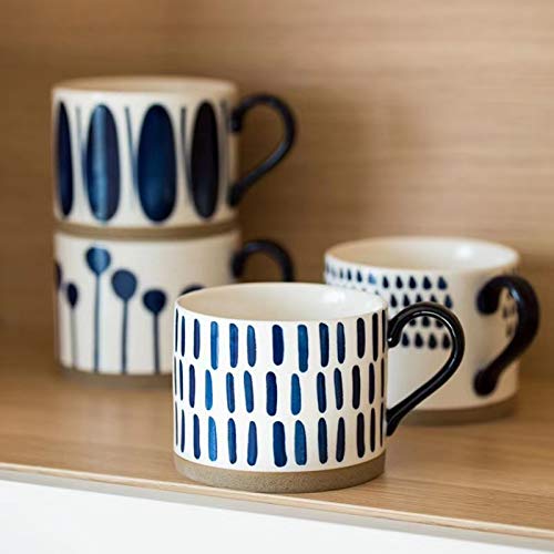 Set of 4 Ceramic Coffee Mugs with Handles