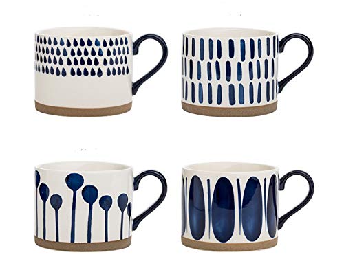 Set of 4 Ceramic Coffee Mugs with Handles