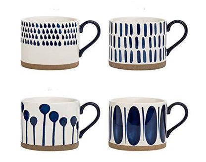 Set of 4 Ceramic Coffee Mugs with Handles