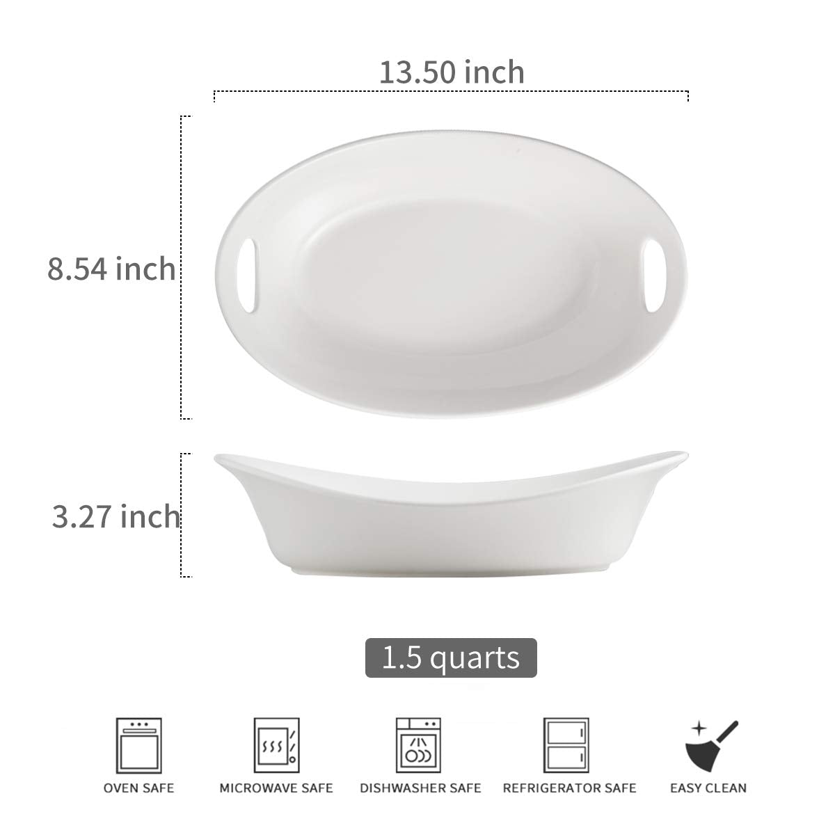 Large Oval Serving Bowl Set with Handles