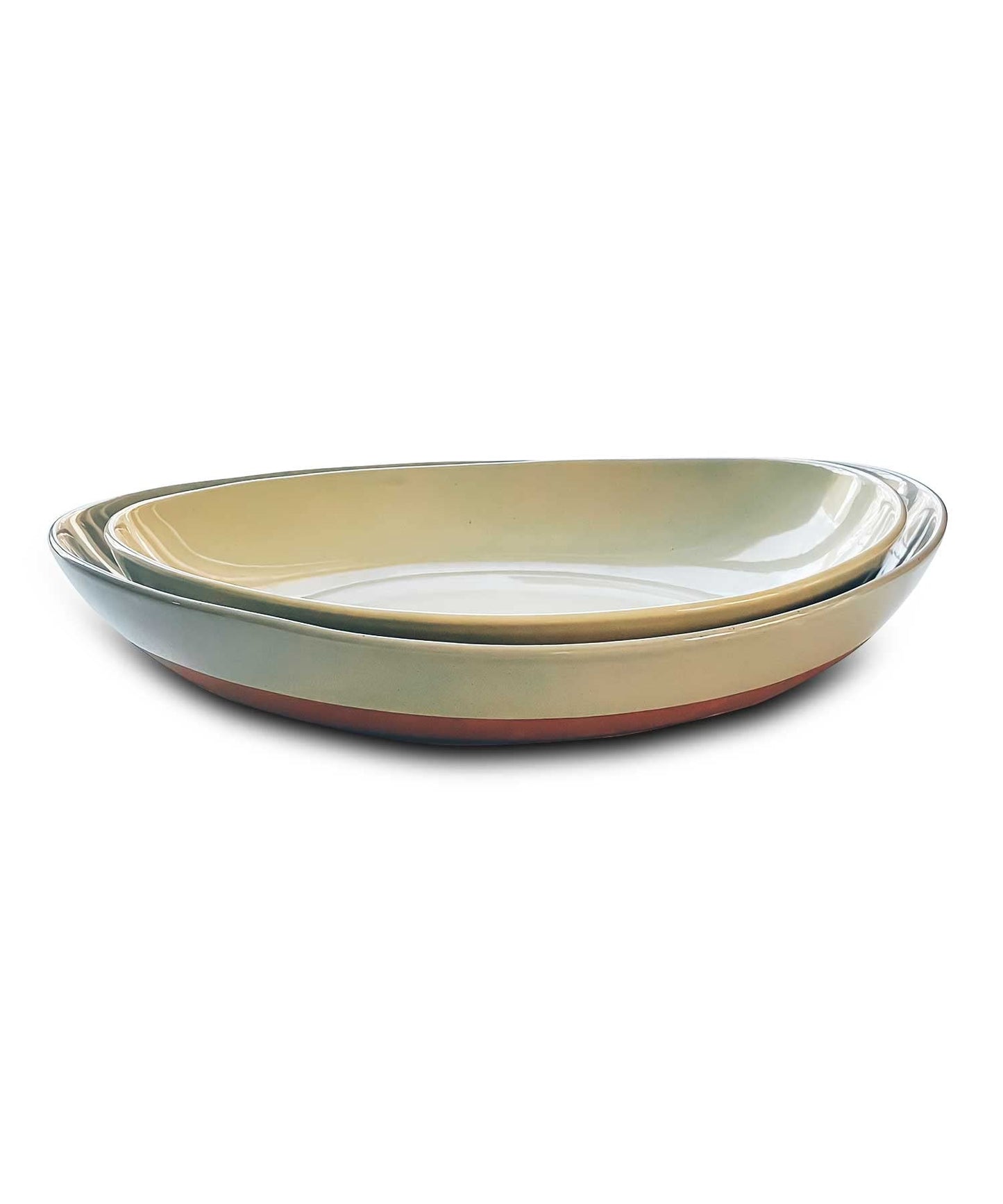 Ceramic Large Serving Bowls Set of 2 Platters