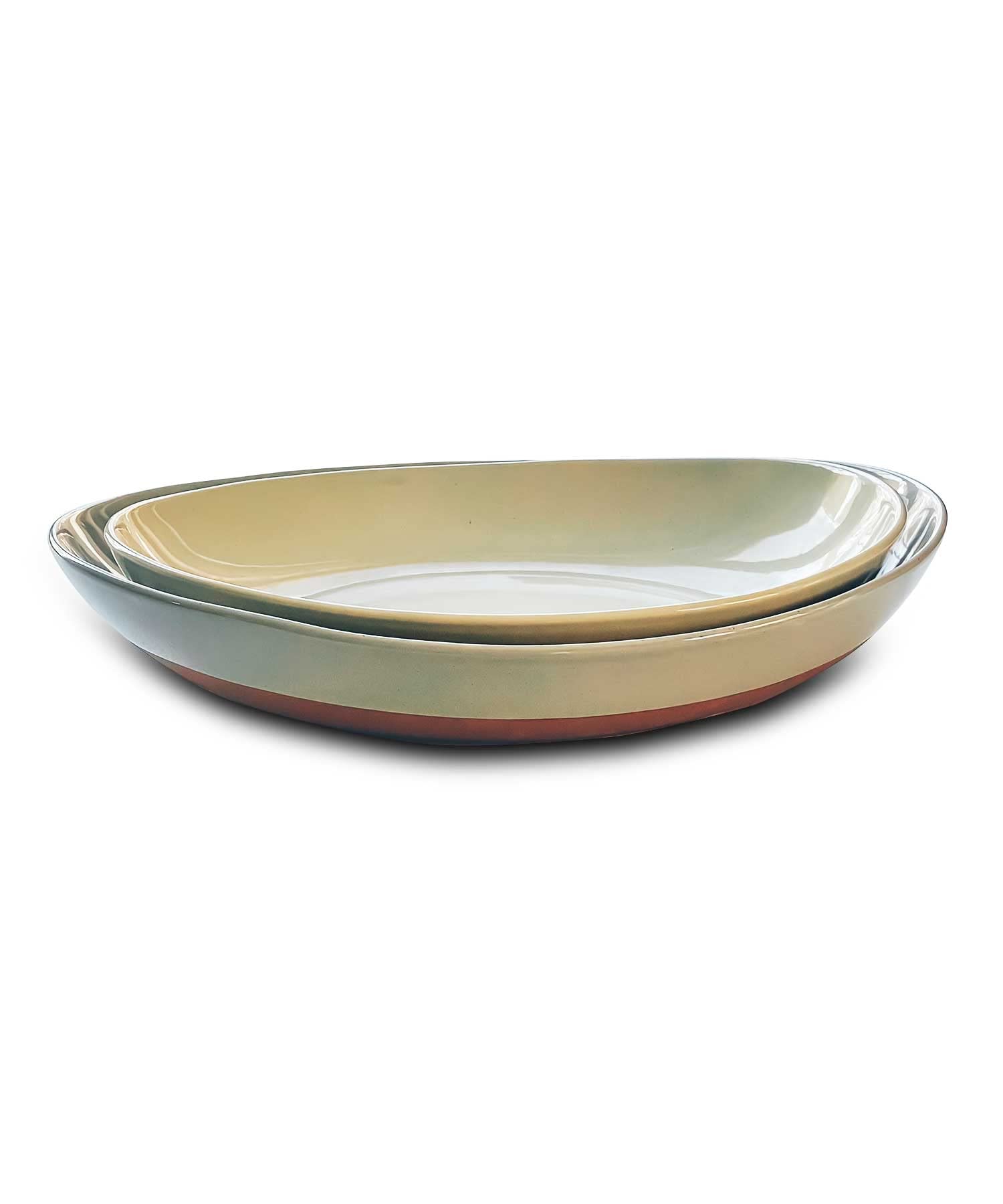 Ceramic Large Serving Bowls Set of 2 Platters