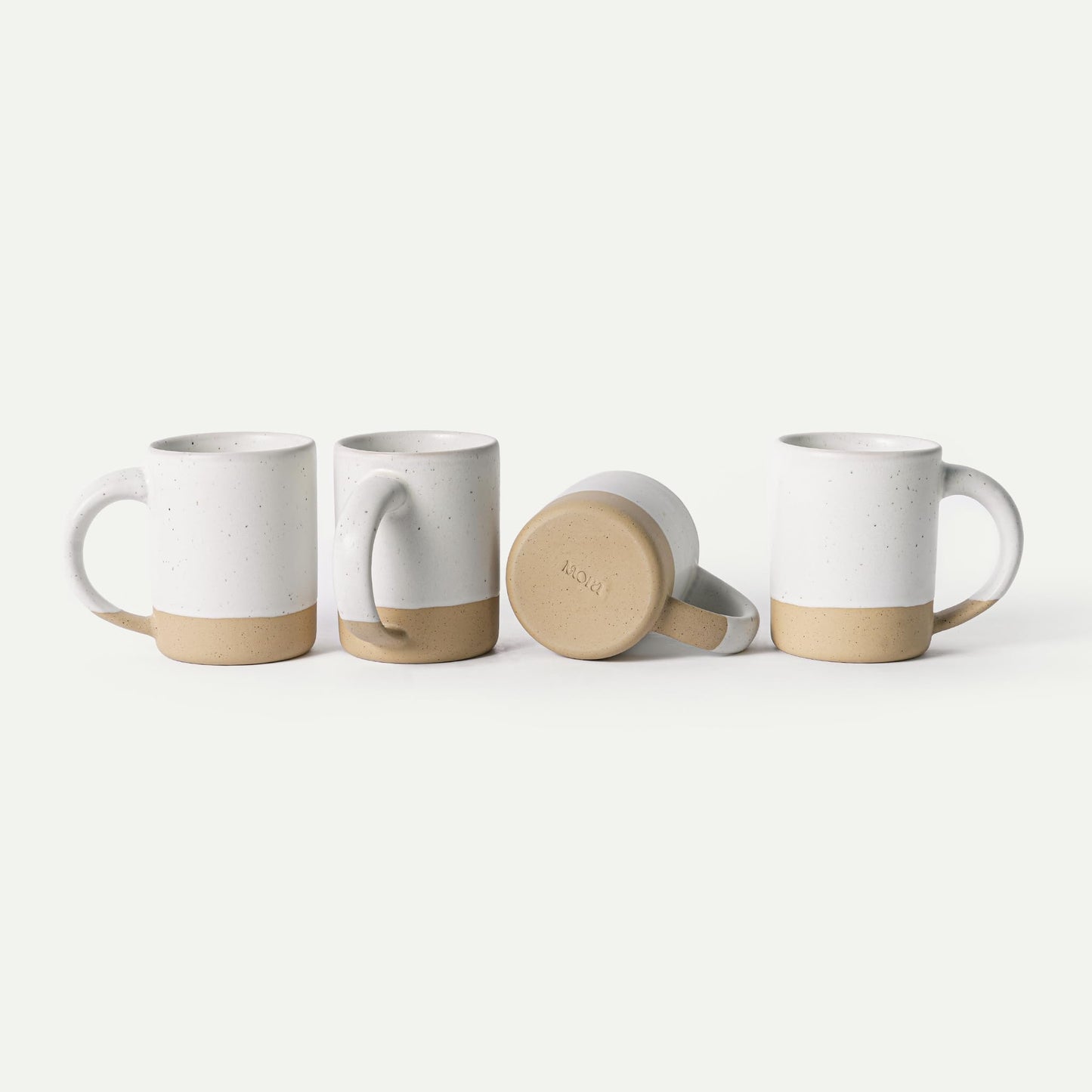 Set of 4 Ceramic Latte Mugs with Handles
