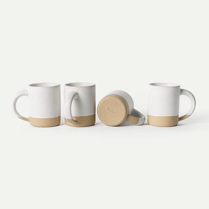 Set of 4 Ceramic Latte Mugs with Handles