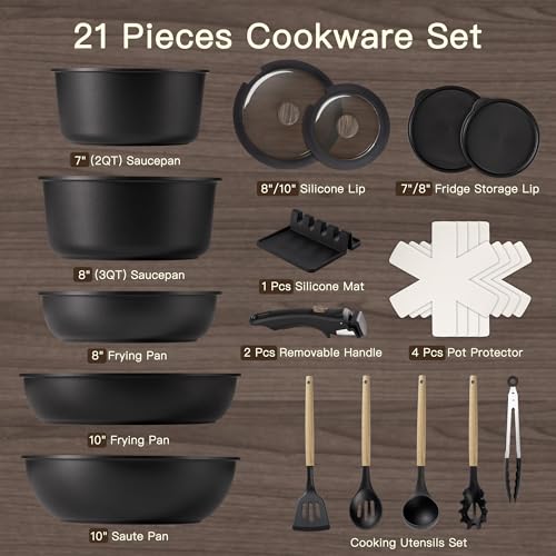 21-Piece Ceramic Non Stick Cookware Set