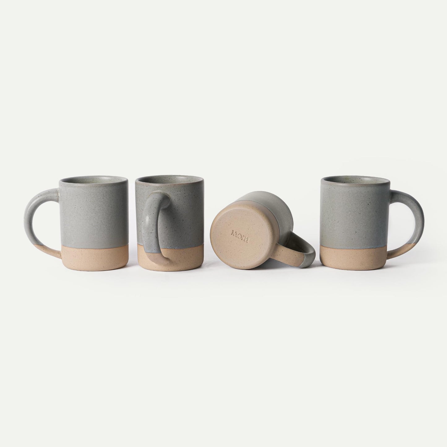 Set of 4 Ceramic Latte Mugs with Handles