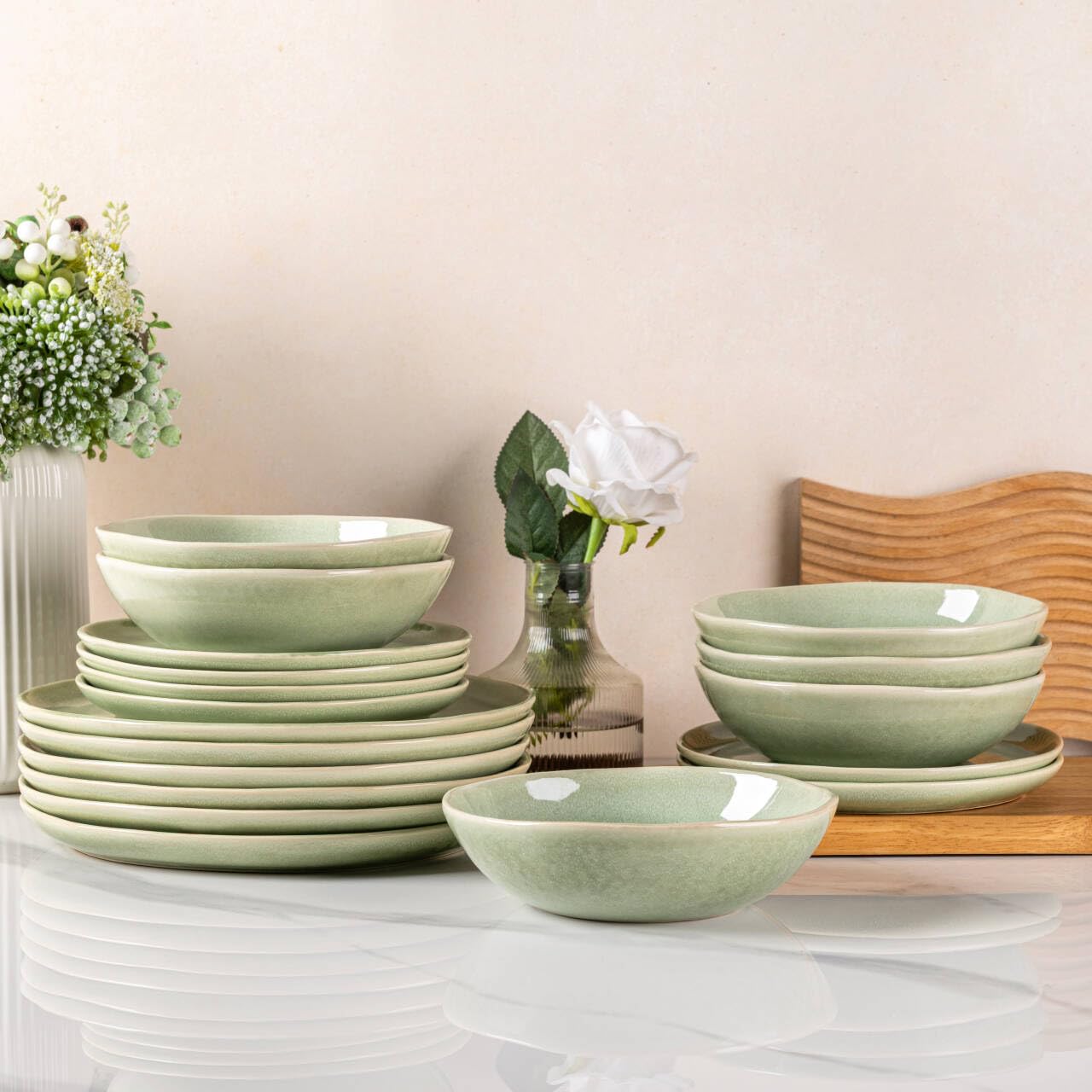 Reactive Glaze Ceramic Dinnerware Set for 4