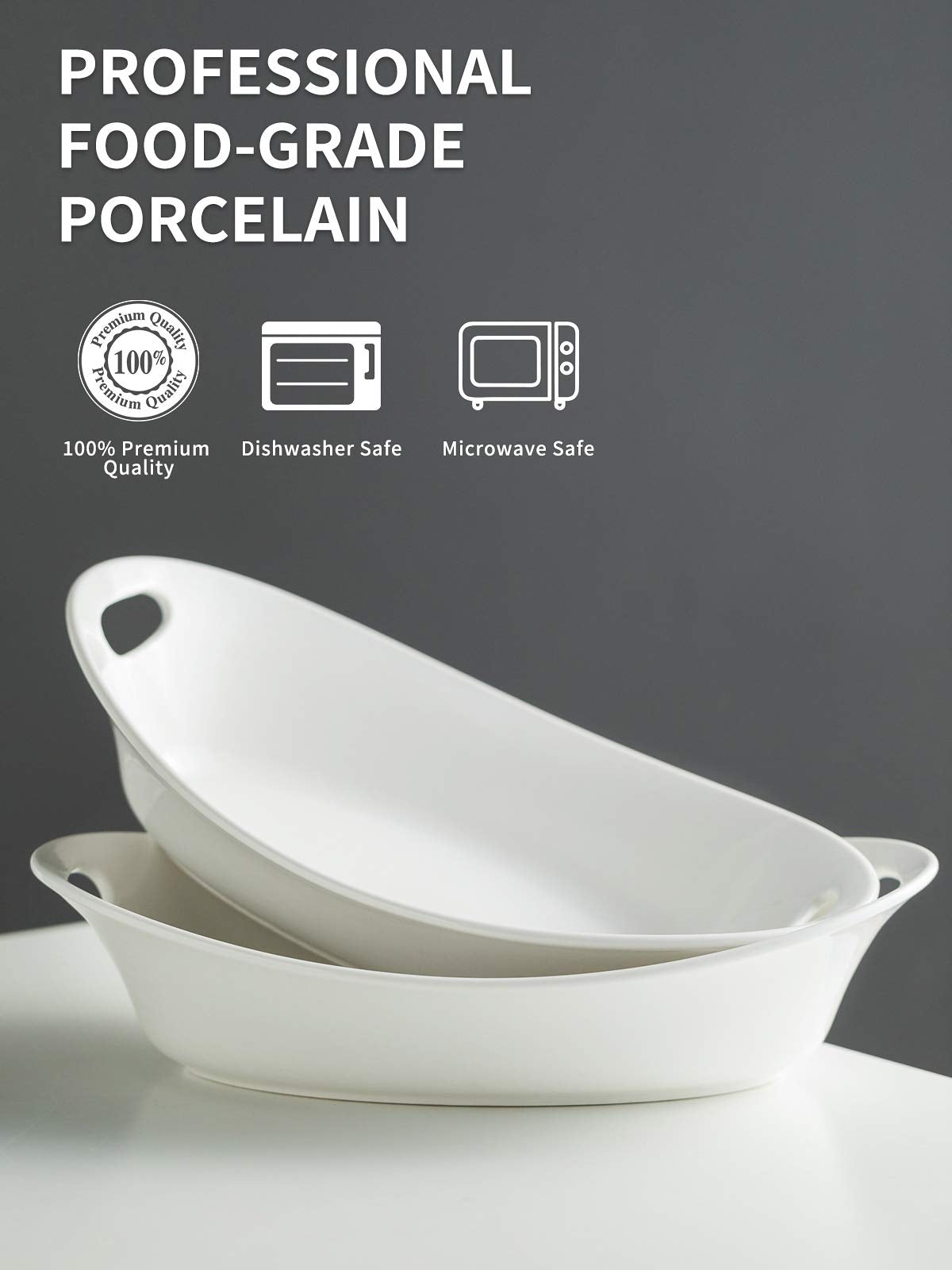 Large Oval Serving Bowl Set with Handles