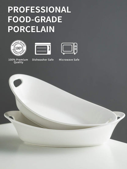 Large Oval Serving Bowl Set with Handles