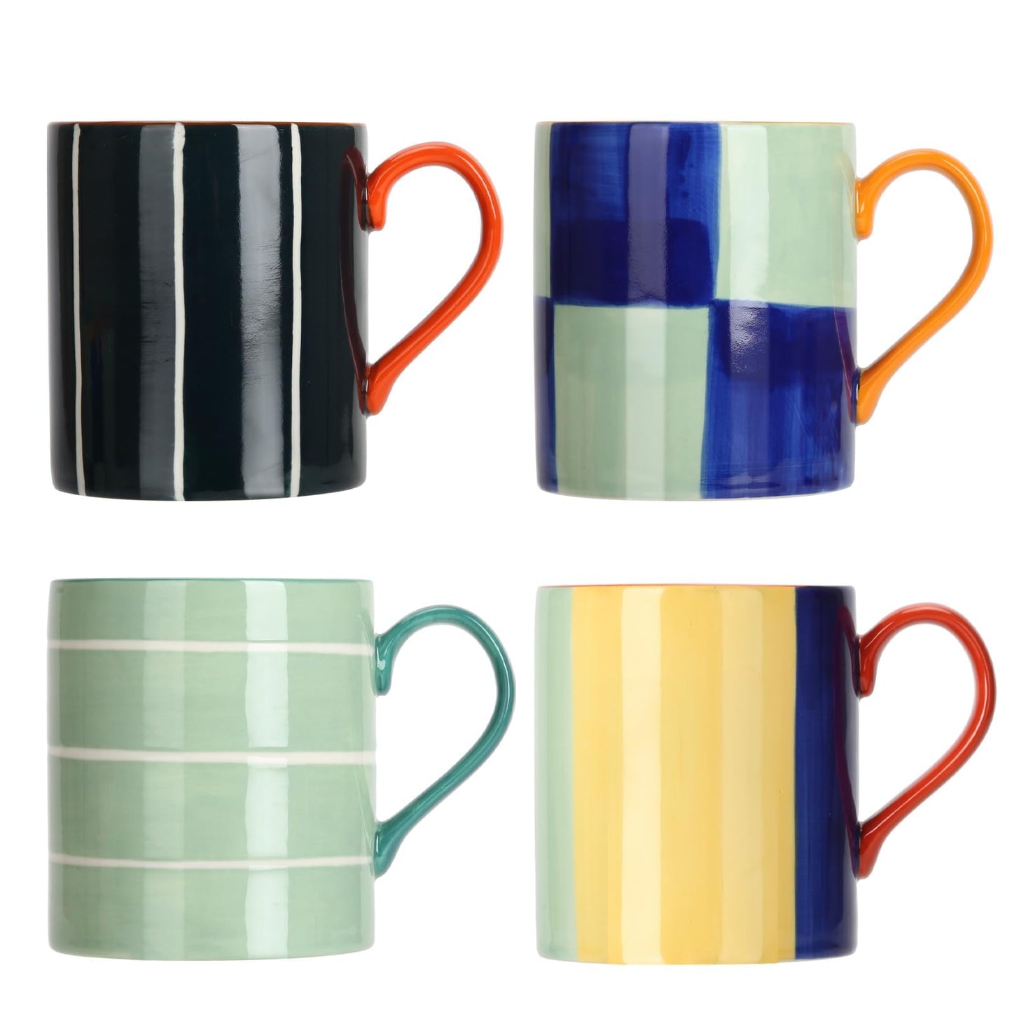 Set of 4 Ceramic Coffee Mugs with Handles