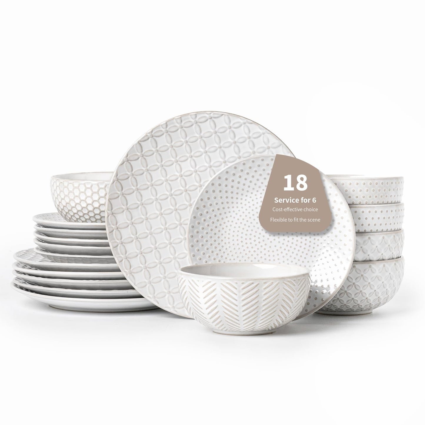 Embossed Scratch-Resistant Dinnerware Set