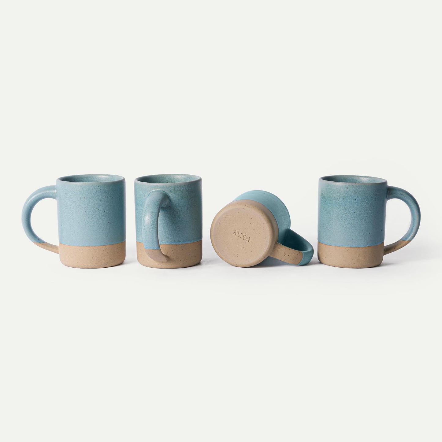 Set of 4 Ceramic Latte Mugs with Handles