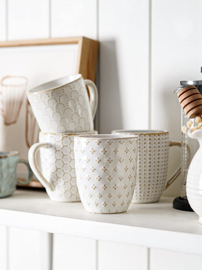 Ceramic Coffee Mug Set of 4 with Handles