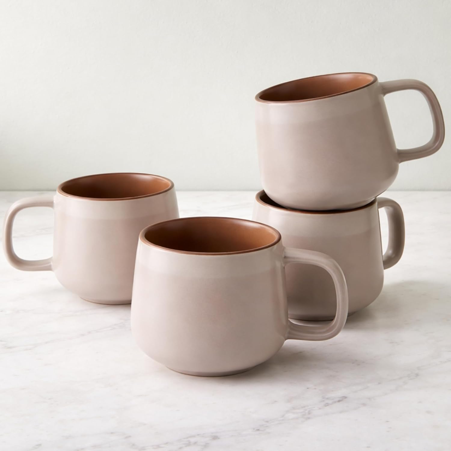 Set of 4 Ceramic Coffee Mugs with Handles