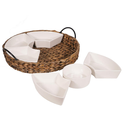 7-Piece Porcelain Serving Tray Set with Bowls