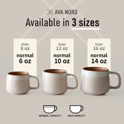Set of 4 Ceramic Coffee Mugs with Handles