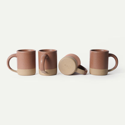 Set of 4 Ceramic Latte Mugs with Handles