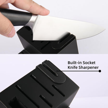 Stainless Steel Knife Set with Block and Sharpener