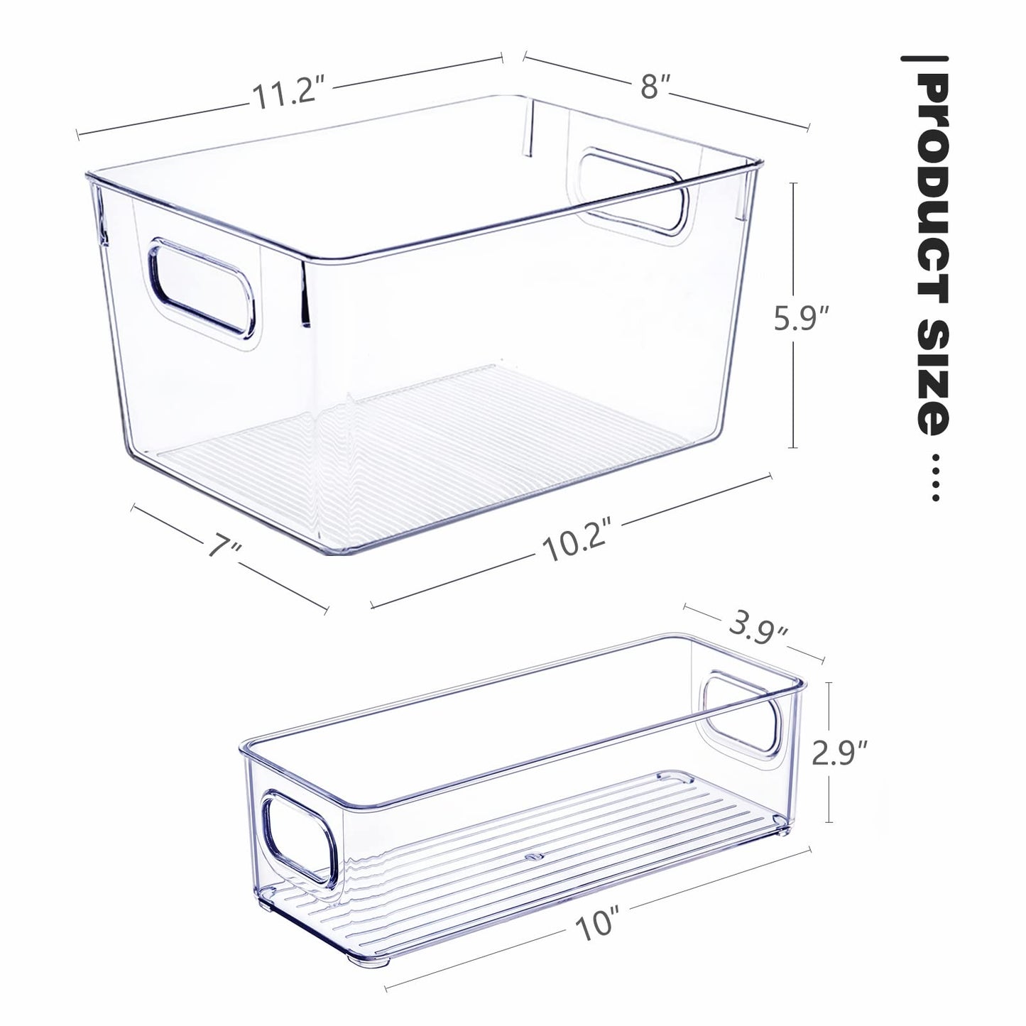 Set of 8 Clear Plastic Storage Bins