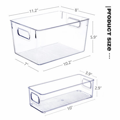 Set of 8 Clear Plastic Storage Bins