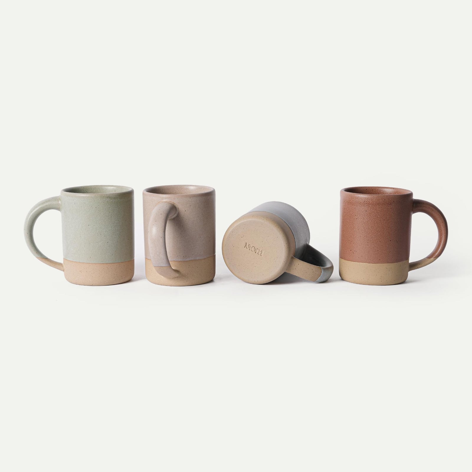 Set of 4 Ceramic Latte Mugs with Handles