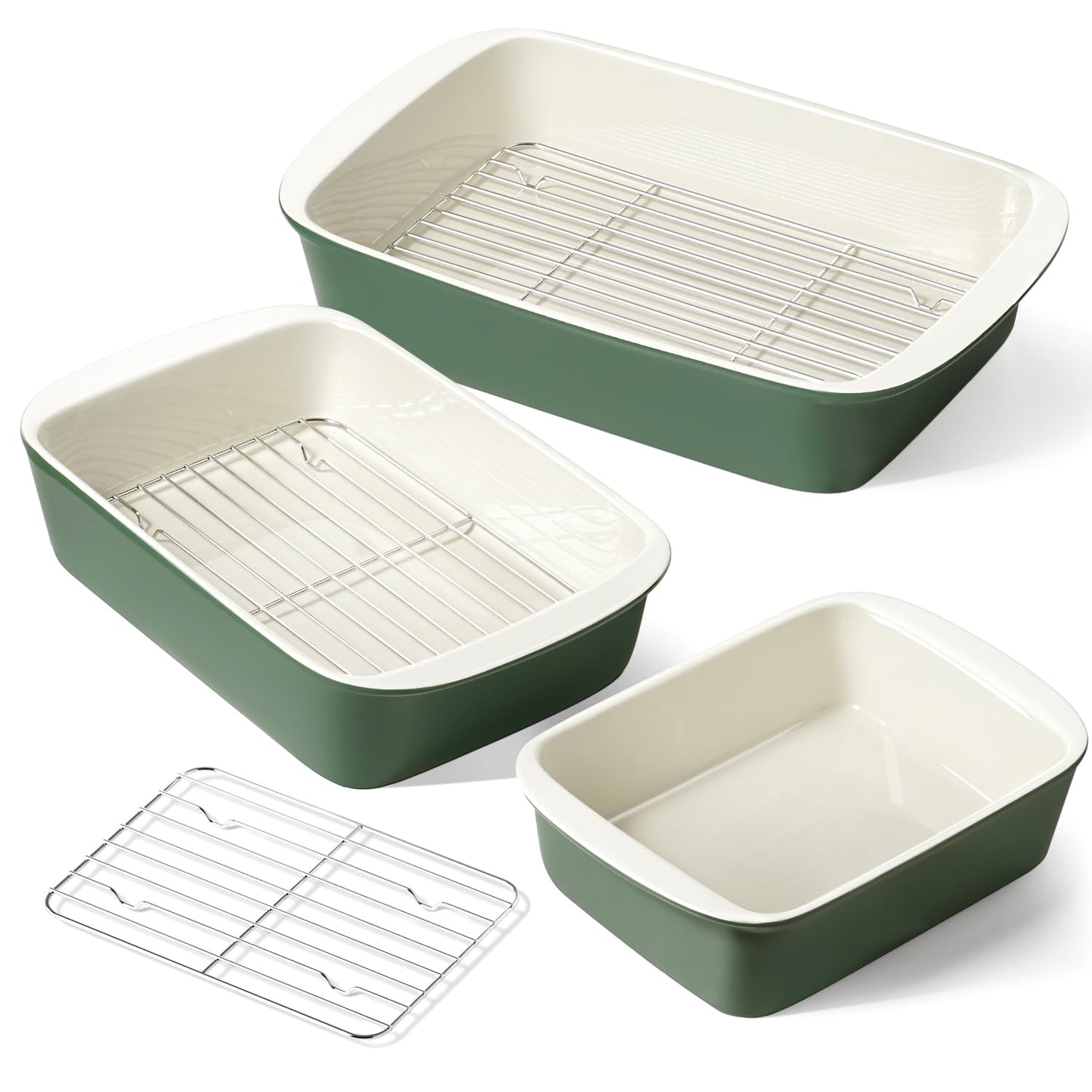 Ceramic Deep Casserole Baking Dish Set with Handles