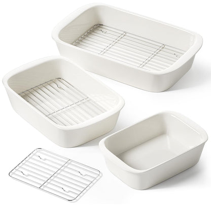 Ceramic Deep Casserole Baking Dish Set with Handles