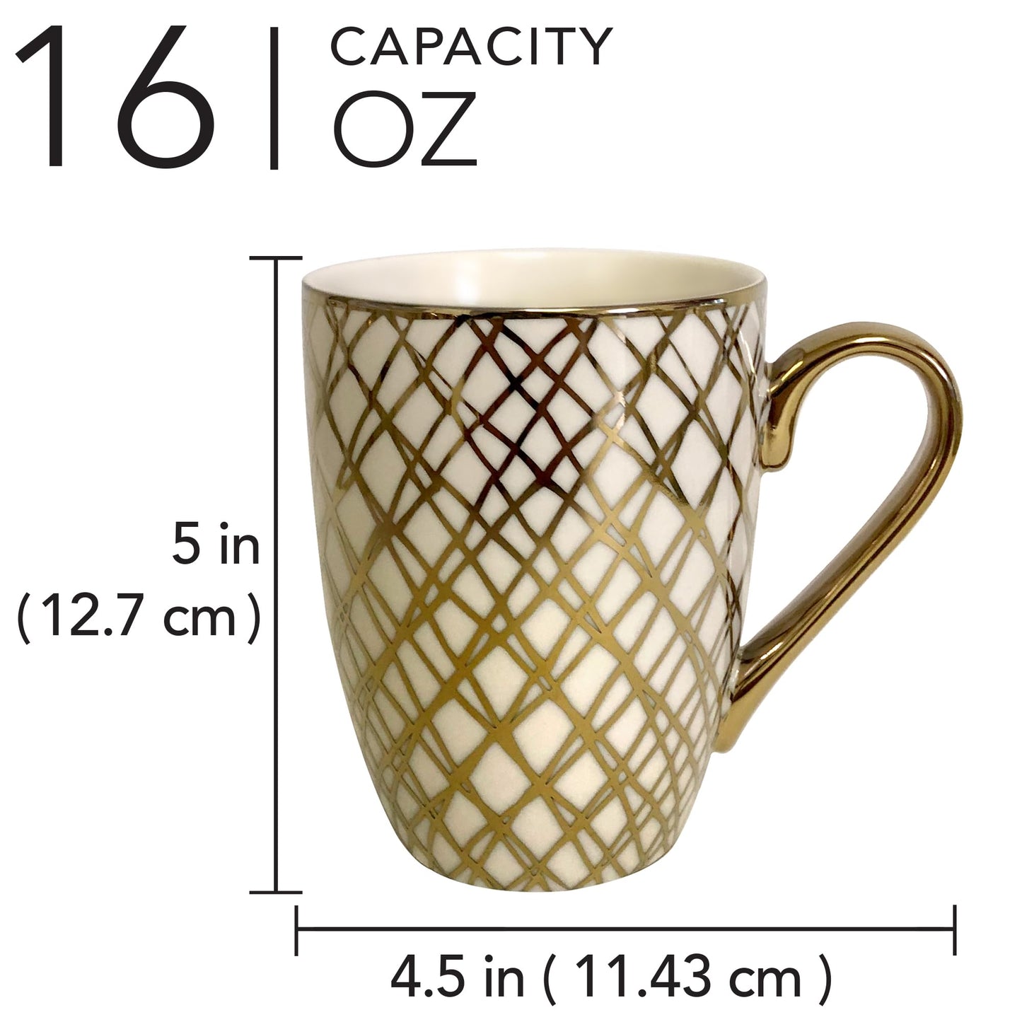 Set of 6 Gold Plated Ceramic Mugs