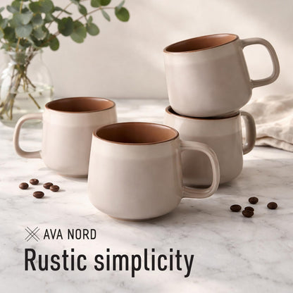 Set of 4 Ceramic Coffee Mugs with Handles