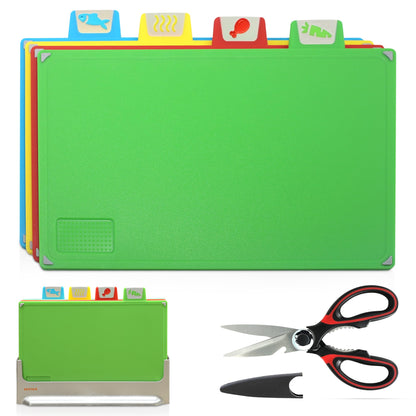4-Piece Non-Toxic Cutting Board Set with Scissors