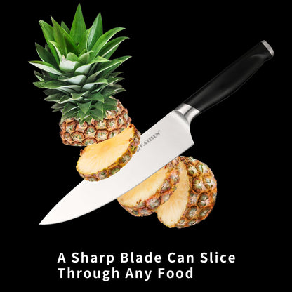 Stainless Steel Knife Set with Block and Sharpener