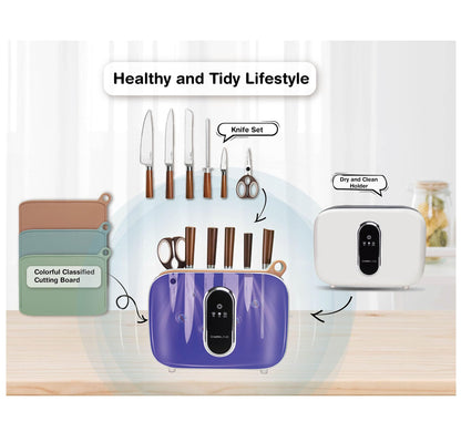 Smart Cutting Board and Knife Set with Holder