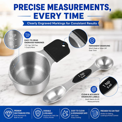 15-Piece Magnetic Stainless Steel Measuring Set