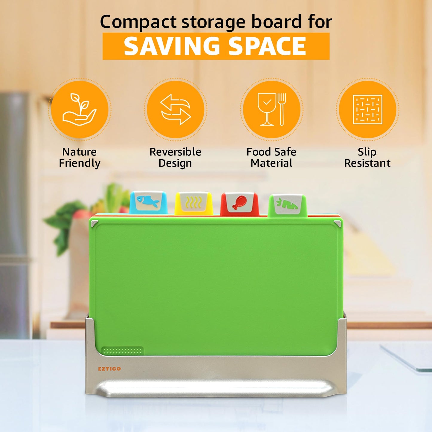 4-Piece Non-Toxic Cutting Board Set with Scissors