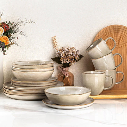 Reactive Glaze Ceramic Dinnerware Set for 4