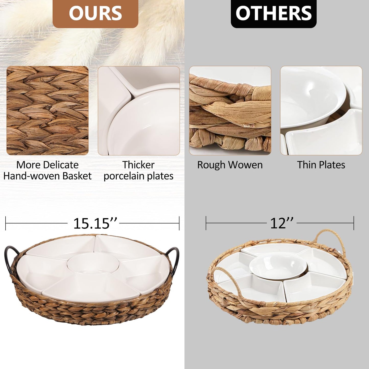 7-Piece Porcelain Serving Tray Set with Bowls