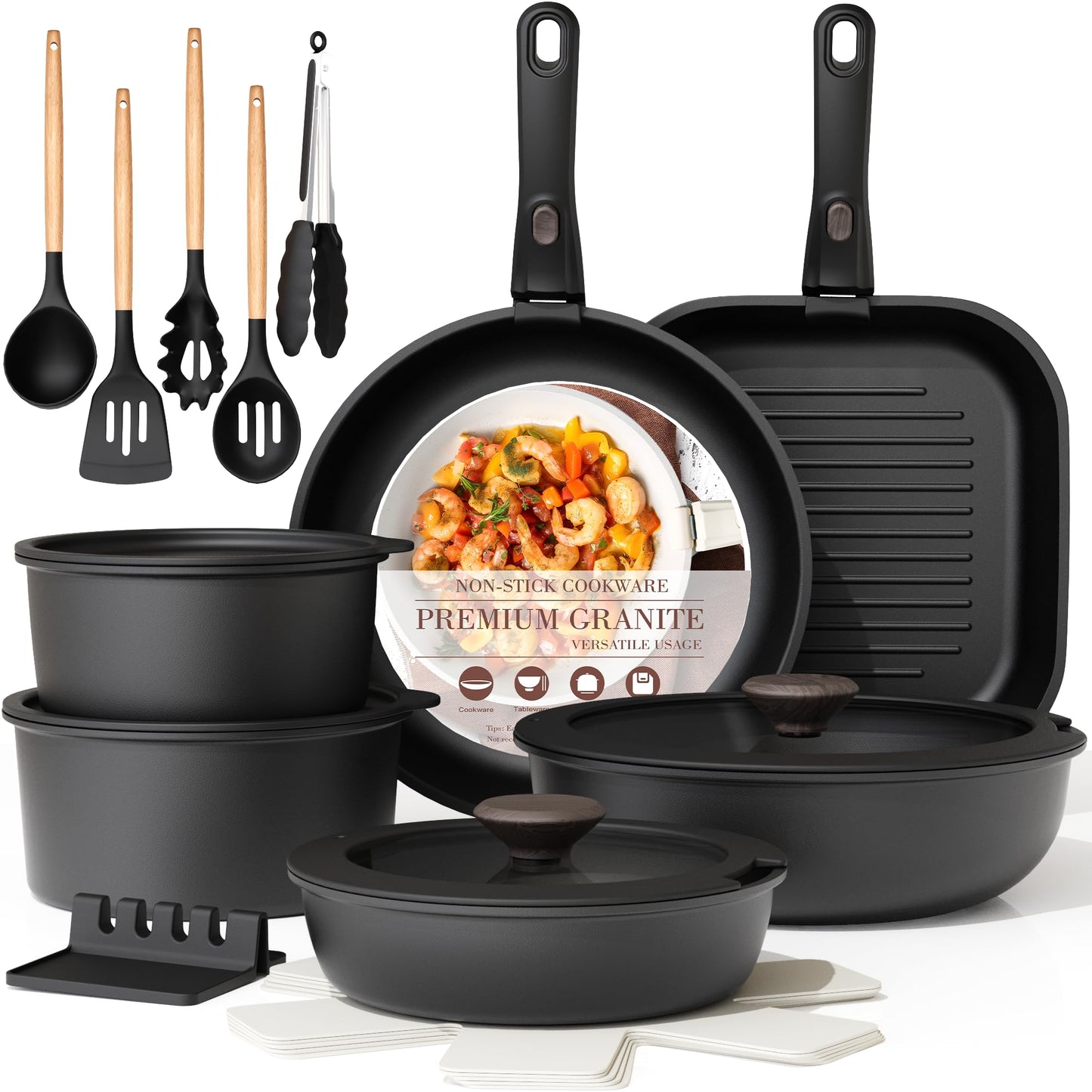 21-Piece Ceramic Non Stick Cookware Set
