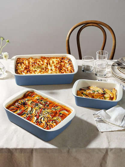 Ceramic Deep Casserole Baking Dish Set with Handles