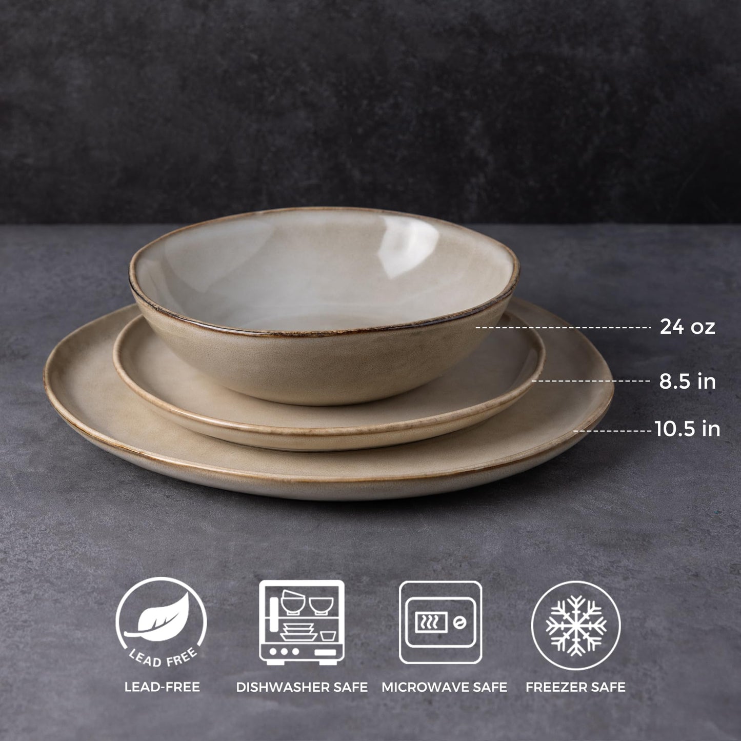Reactive Glaze Ceramic Dinnerware Set for 4