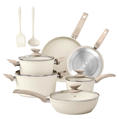 DishDelight 12 Piece Pots and Pans Set Non Stick