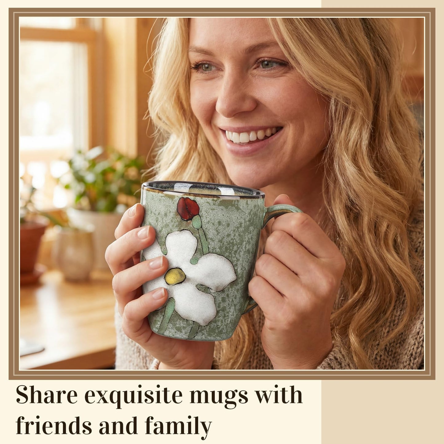 12oz Ceramic Coffee Mug Set with Handles